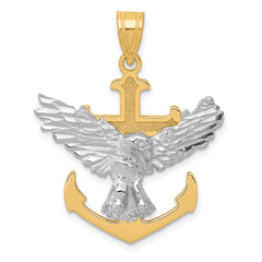 14k Two-tone Mariners Cross w/Eagle Pendant