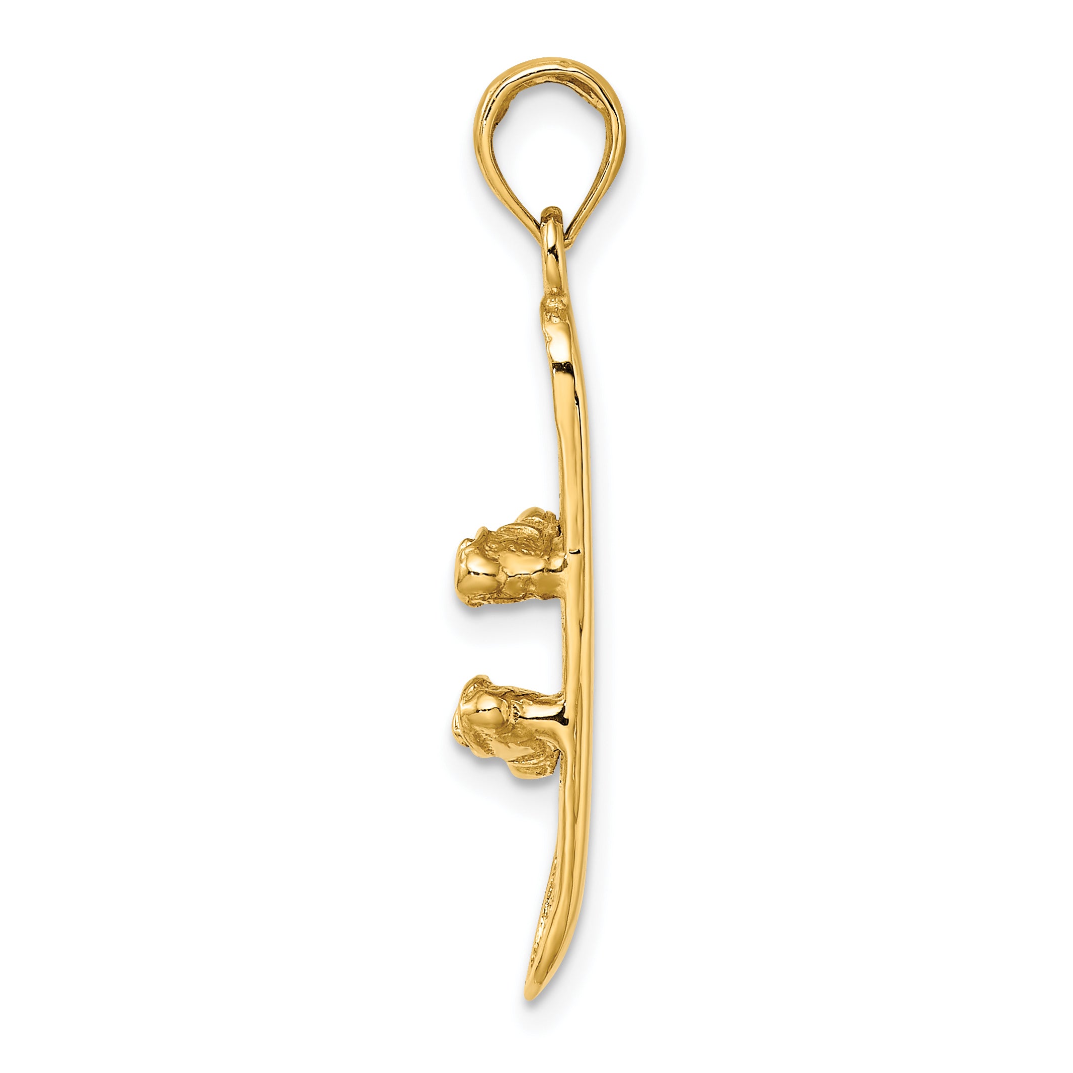 14K Solid Polished 3-D Snowboard Charm