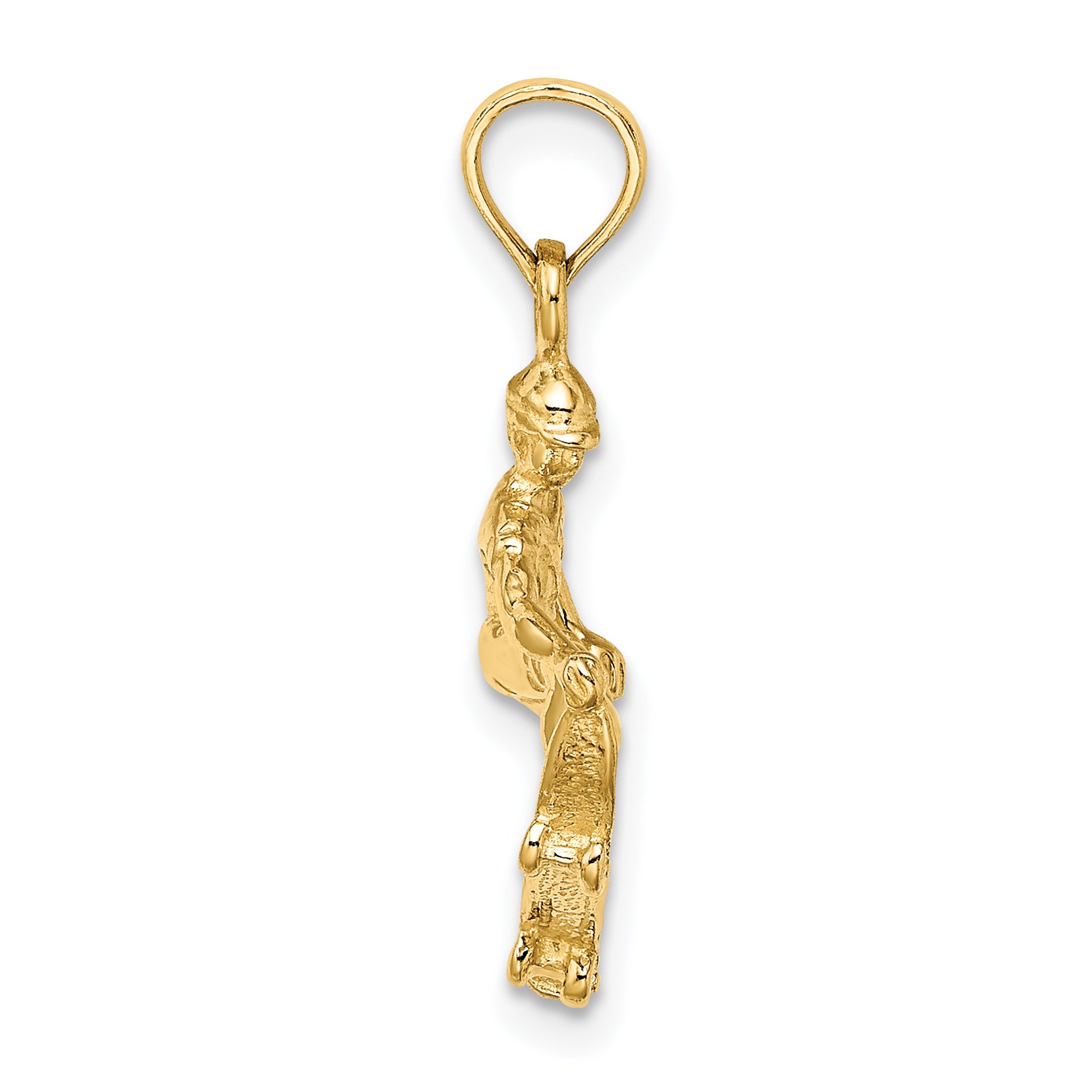 14K Solid Polished 3-D Skateboarder Charm