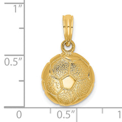 14k Solid Polished Open-Backed Soccer Ball Charm