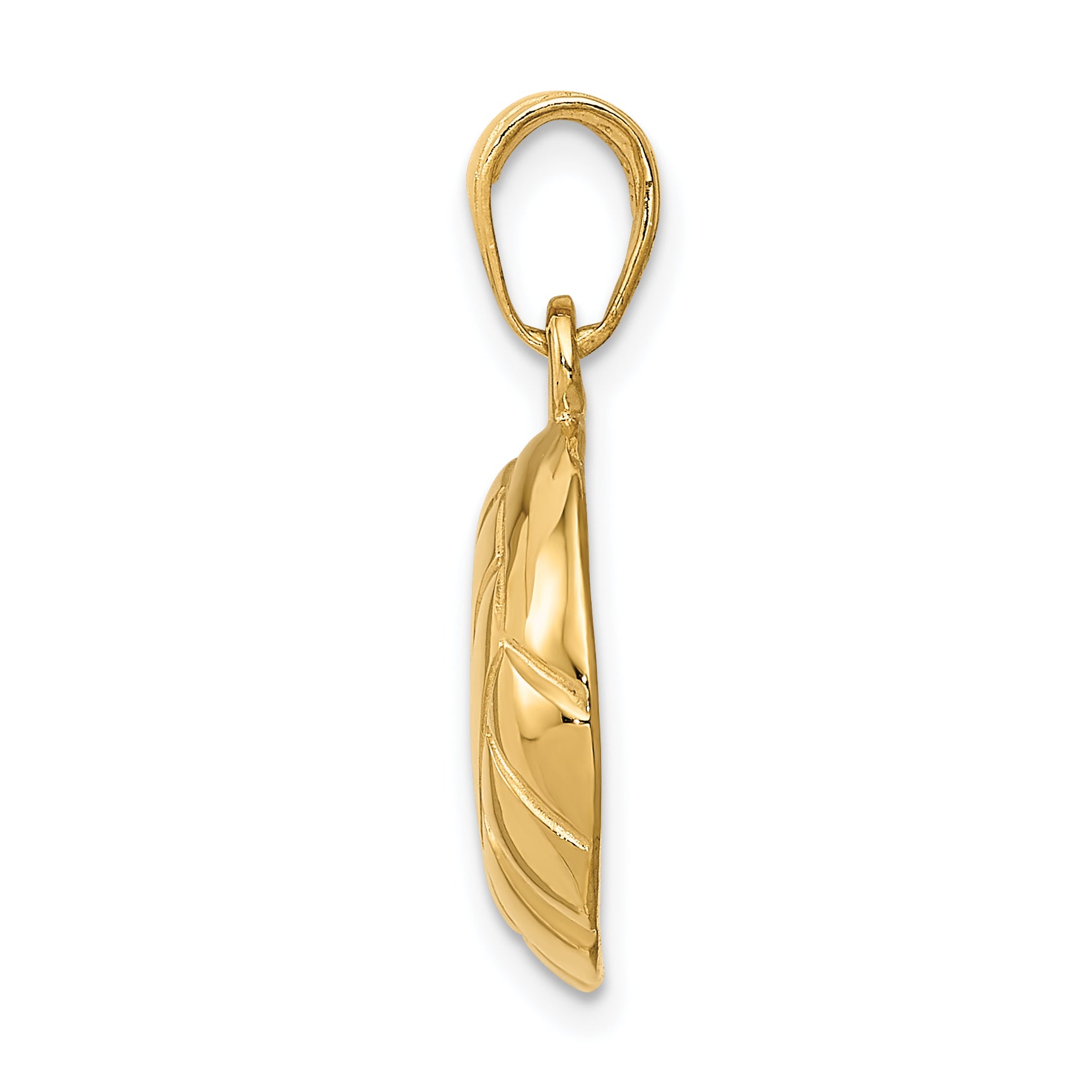 14K Gold Polished Volleyball Pendant for Men with Textured Open-Back Design