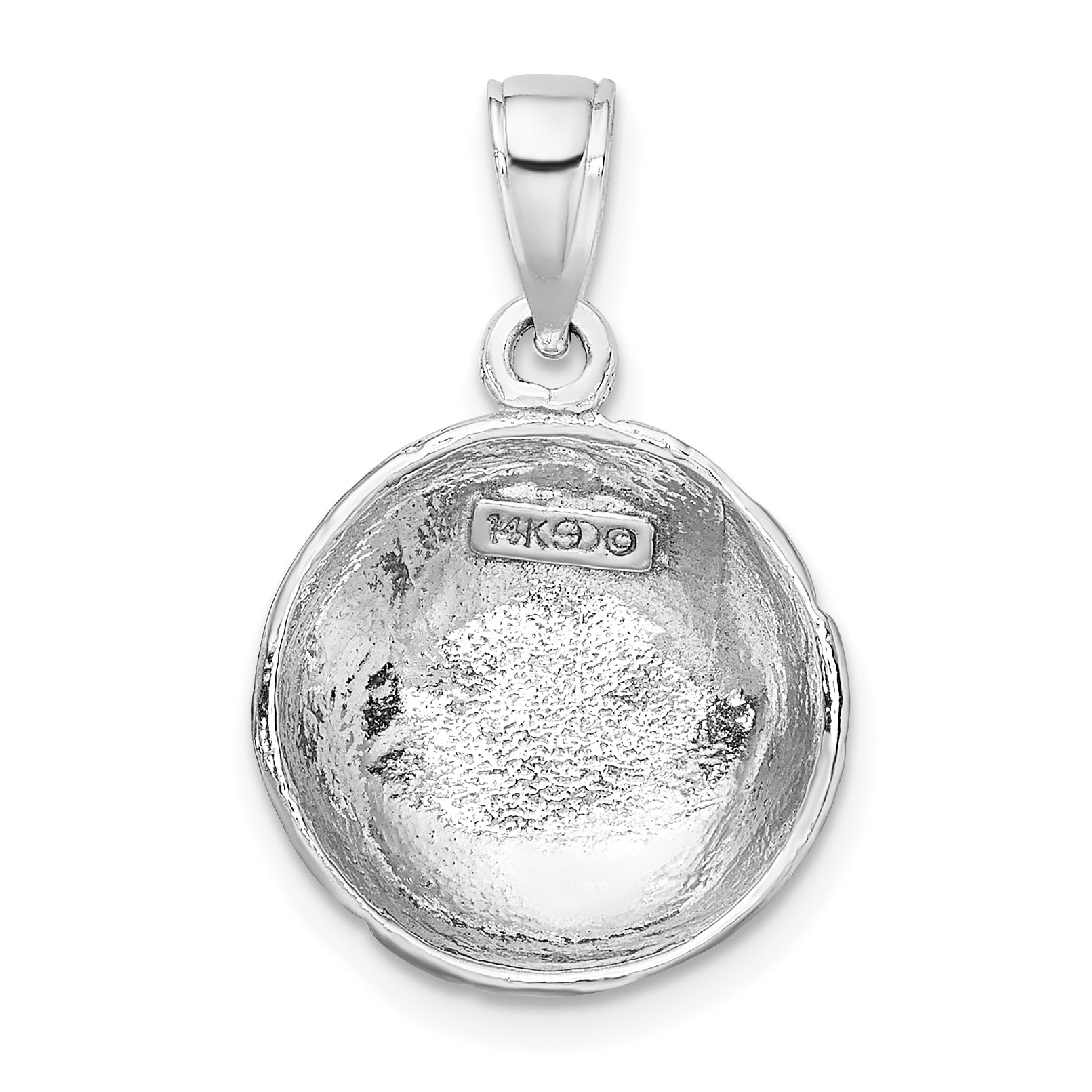 14k White Gold Polished Open-Backed Volleyball Pendant