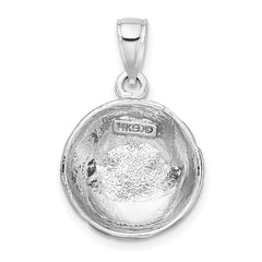 14k White Gold Polished Open-Backed Volleyball Pendant