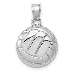 14k White Gold Polished Open-Backed Volleyball Pendant