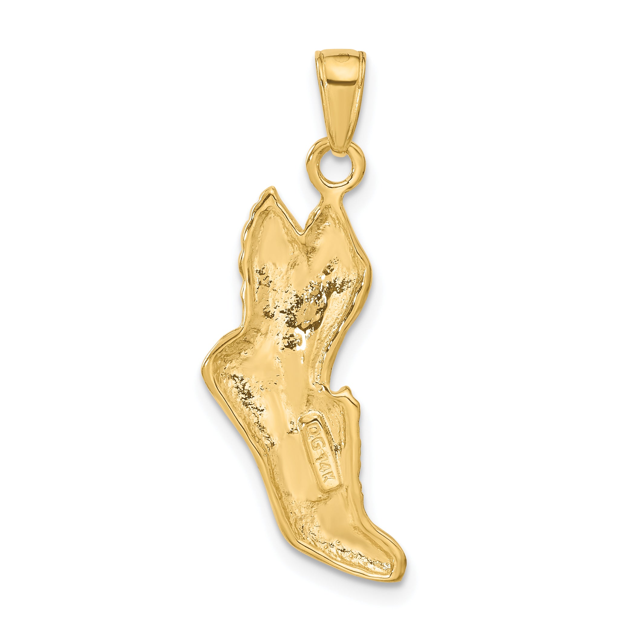 14K Gold Polished Running Shoe Pendant for Men  Solid and Textured Design