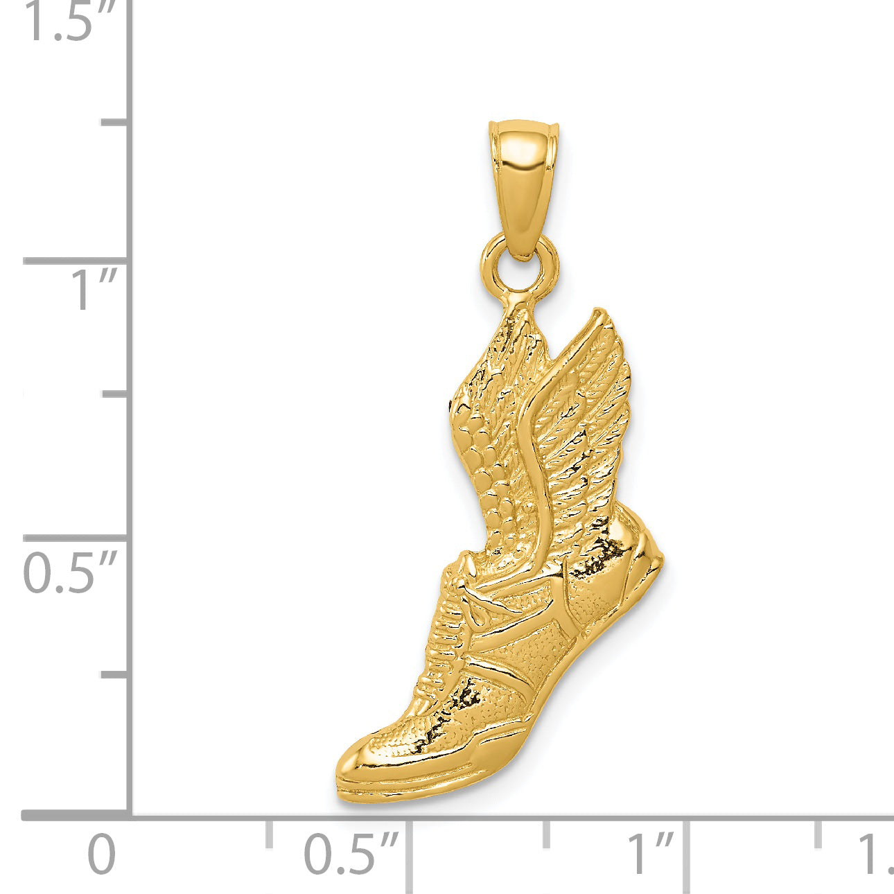 14K Gold Polished Running Shoe Pendant for Men  Solid and Textured Design