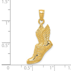 14K Gold Polished Running Shoe Pendant for Men  Solid and Textured Design