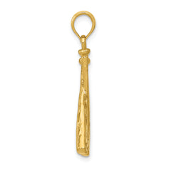 14K Gold Baseball & Bats Pendant with Polished Open Back Design for Men