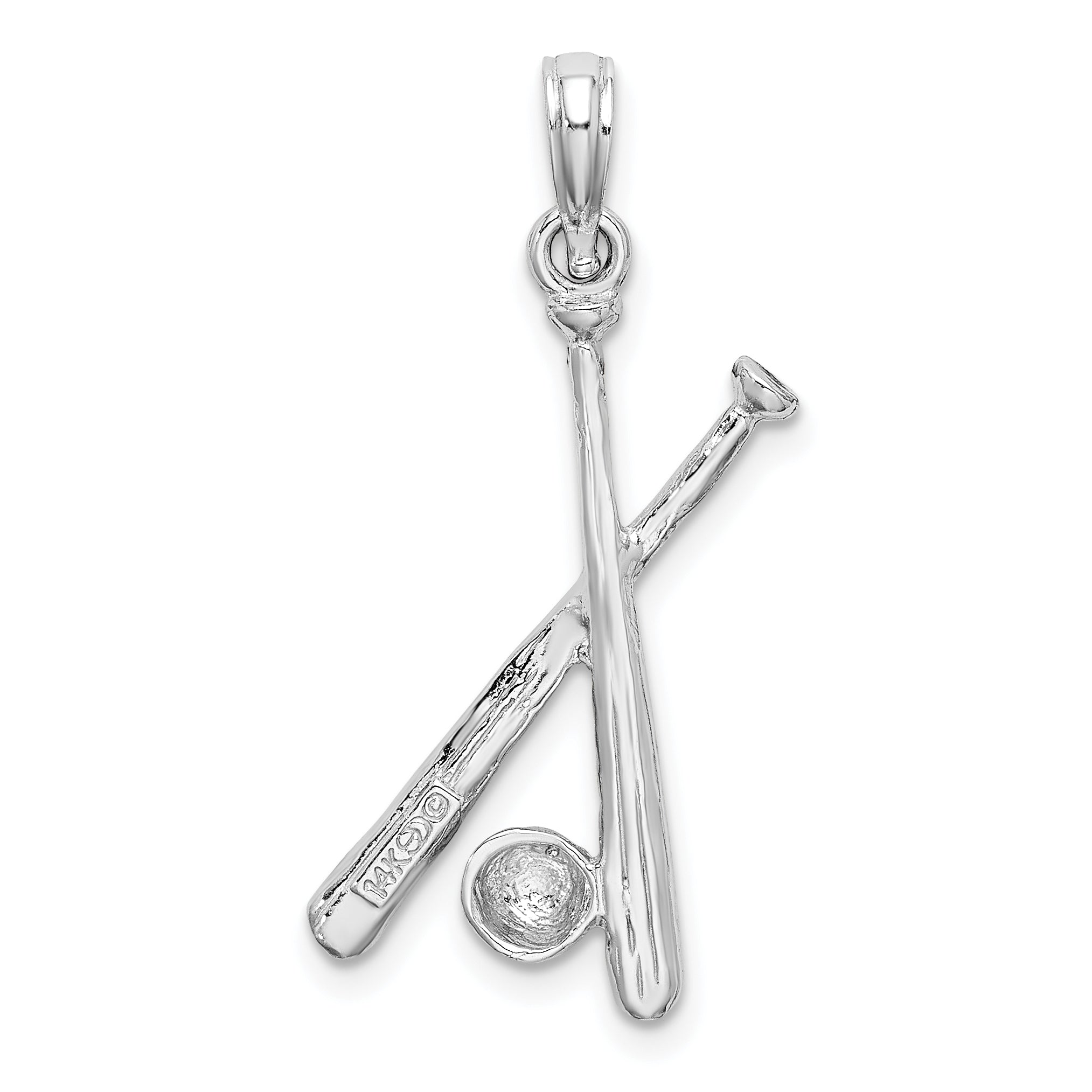 14K White Gold 2-D Baseball Charm