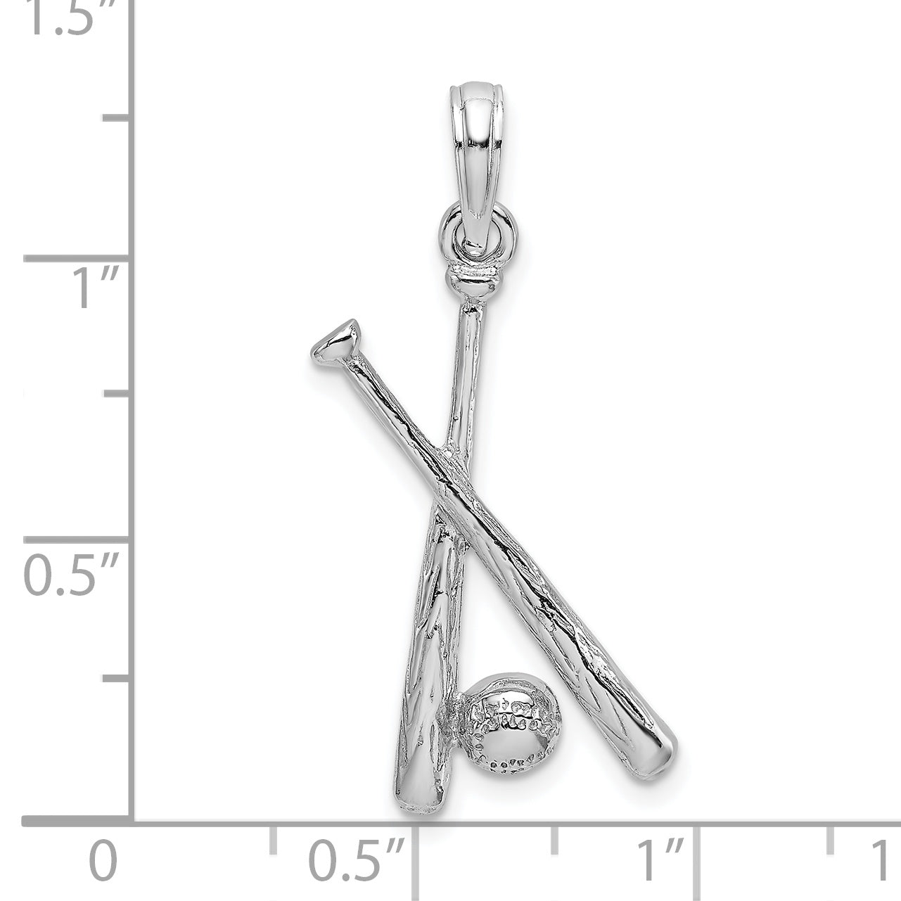 14K White Gold 2-D Baseball Charm