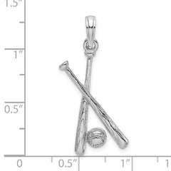 14K White Gold 2-D Baseball Charm