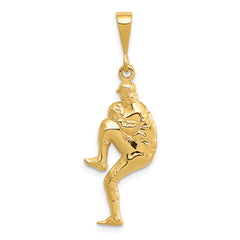 14K Gold 3D Baseball Pitcher Charm for Men with Polished Finish