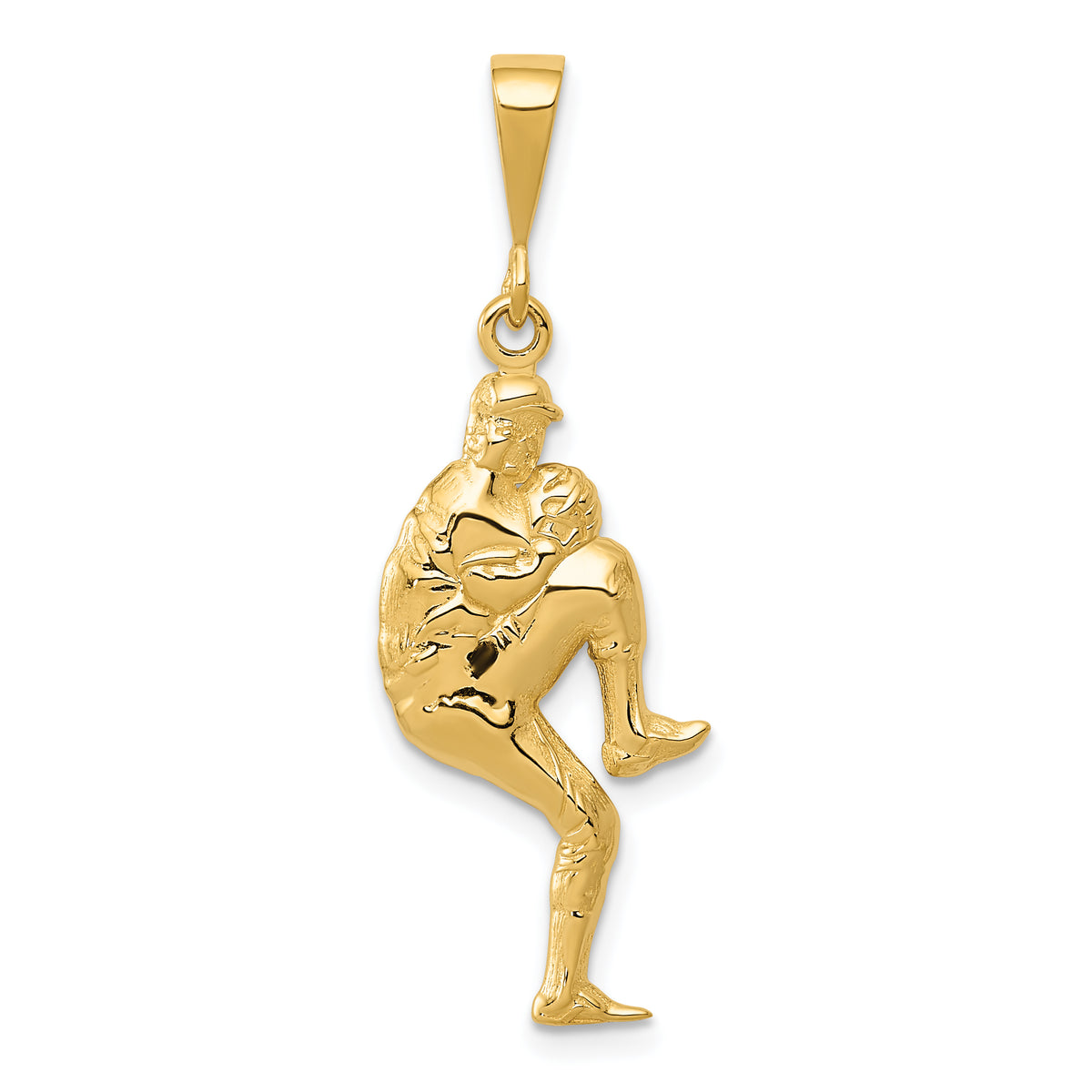 14K Polished 3-D Pitcher Baseball Charm