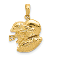 14K 2-D Double Football Helmets and Ball Charm