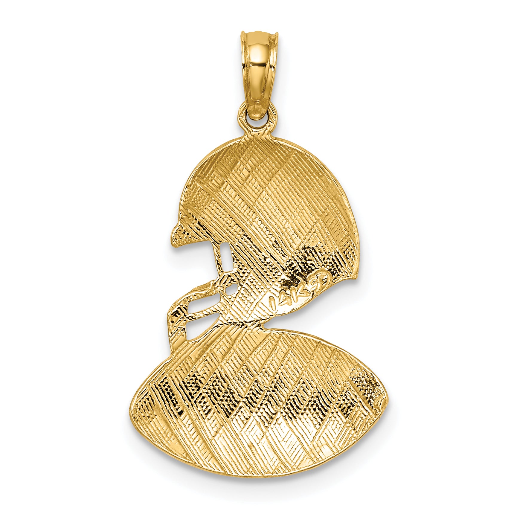 14K Gold Football and Helmet Pendant with Polished Solid Design