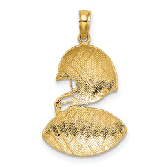 14K Gold Football and Helmet Pendant with Polished Solid Design