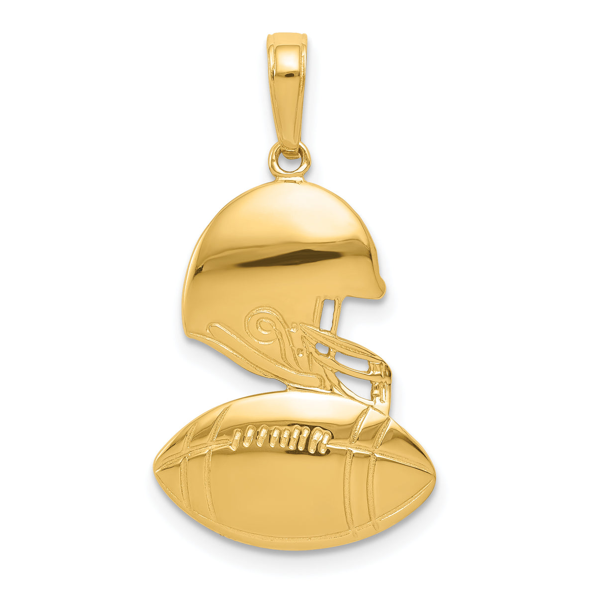 14K Polished Football and Helmet Pendant