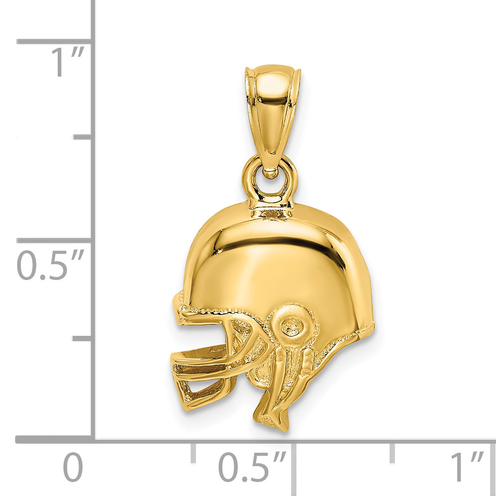 14k Polished Open-Backed Football Helmet Charm