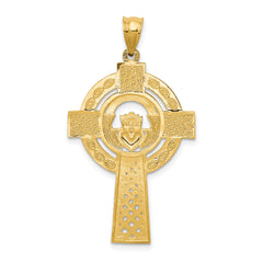 14k Celtic Claddagh Cross Pendant