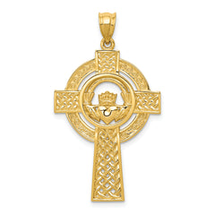 14k Celtic Claddagh Cross Pendant