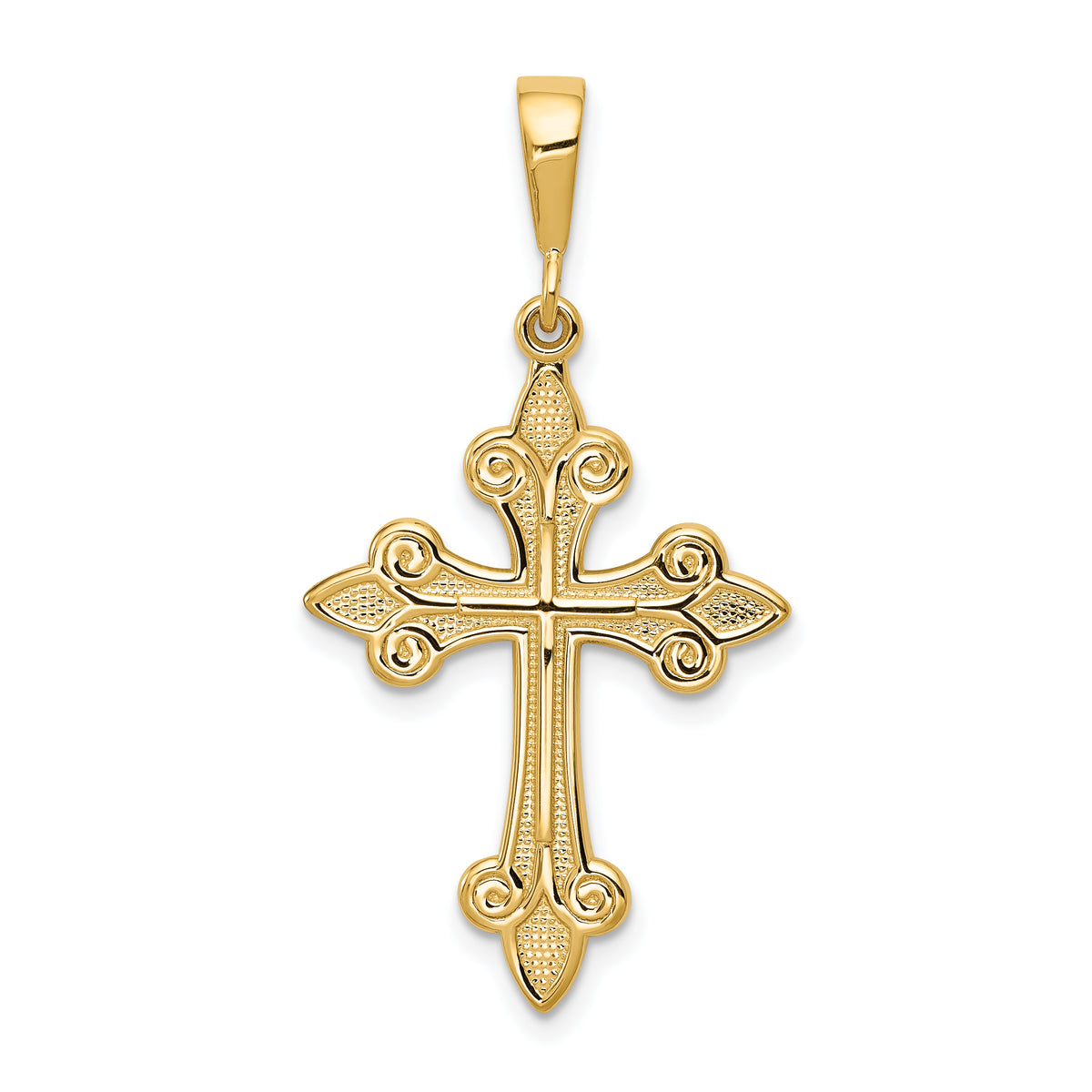 14k Fleur de Lis Cross Pendant