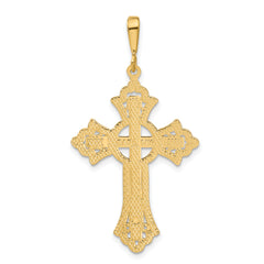 14K Gold Diamond-Cut Celtic Cross Pendant with Elegant Textured Design