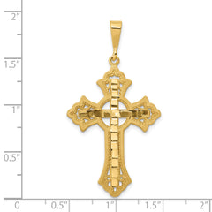 14K Gold Diamond-Cut Celtic Cross Pendant with Elegant Textured Design