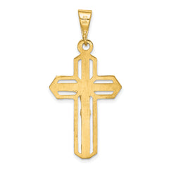 14K Yellow Gold Polished Crucifix Pendant Casted Solid Design 47mm