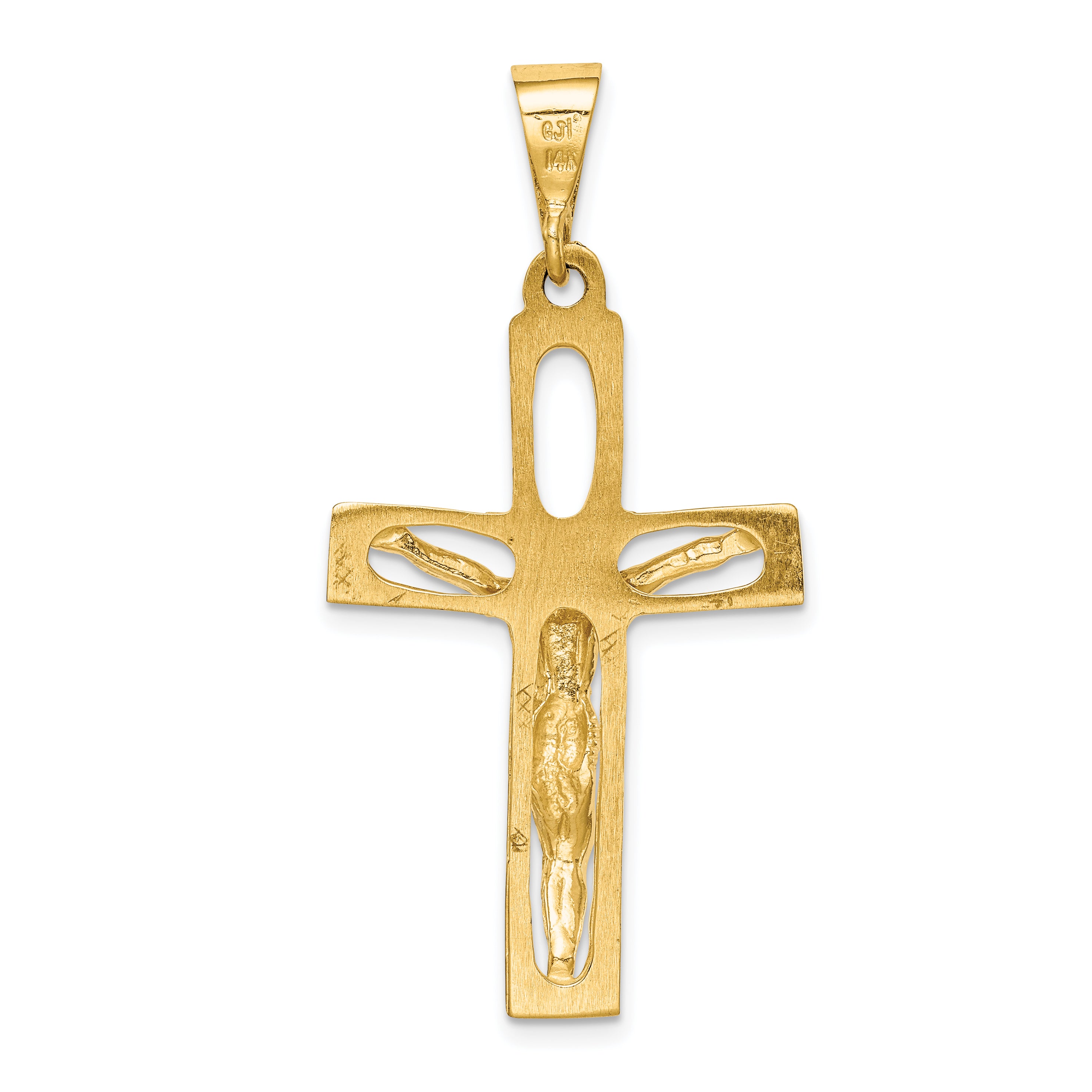 14K Gold Polished Crucifix Pendant with Solid Cast Design