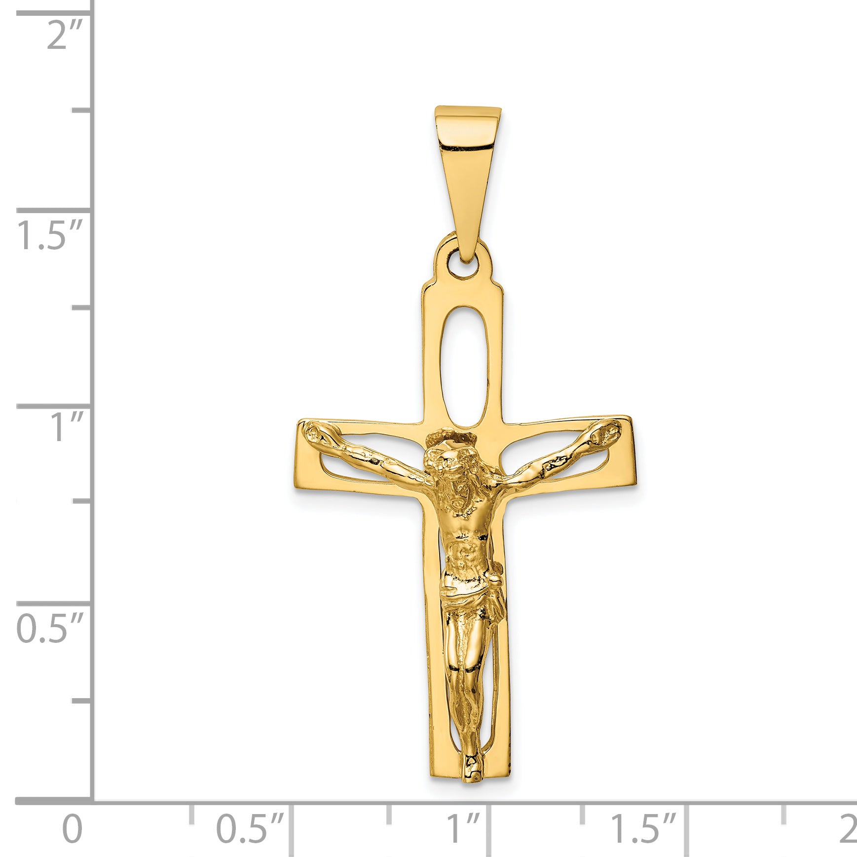 14K Gold Polished Crucifix Pendant with Solid Cast Design