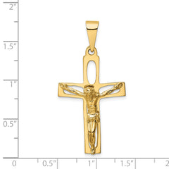 14K Gold Polished Crucifix Pendant with Solid Cast Design