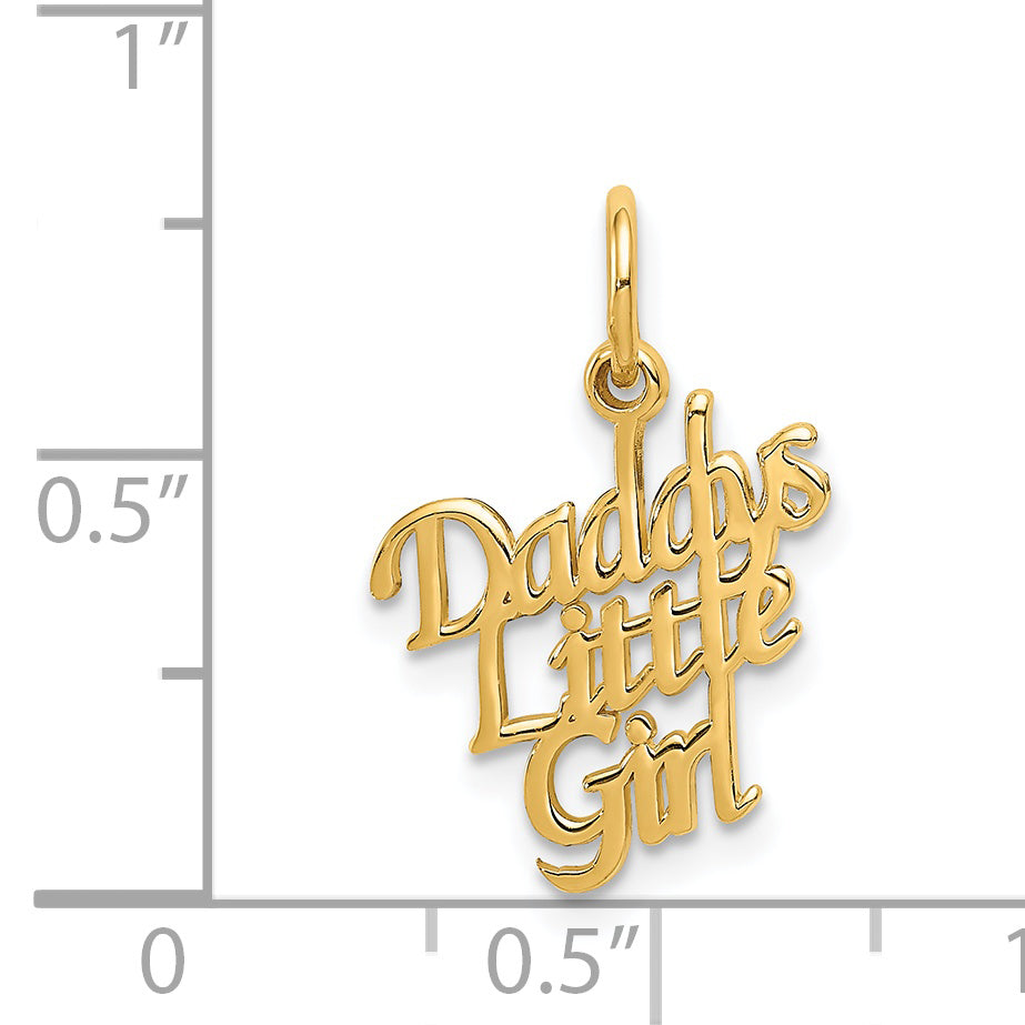 14K Gold Daddy's Little Girl Charm Elegant Themed Flat Back Design