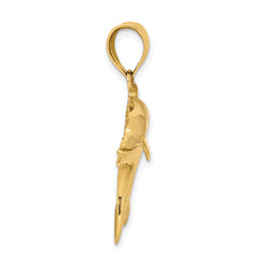 14K Gold Dolphin Pendant for Men Solid Casted Design