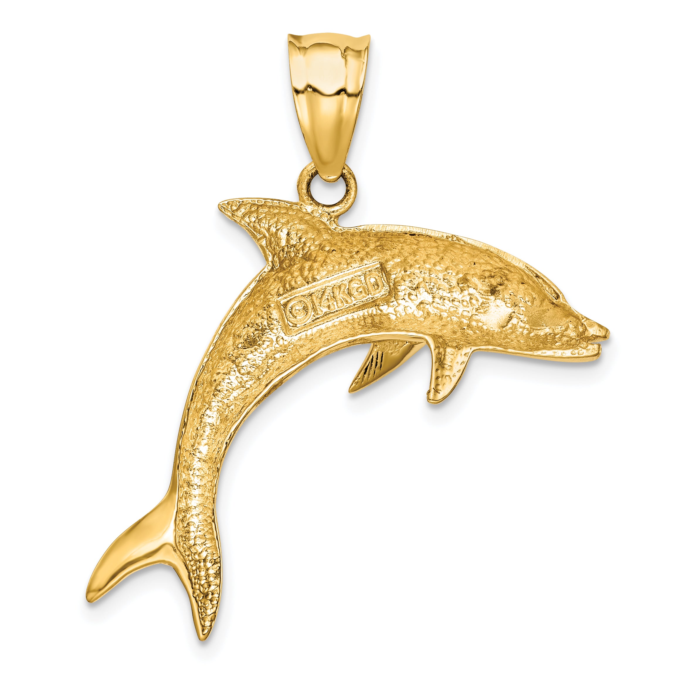 14K Gold Dolphin Pendant for Men Solid Casted Design