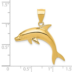 14K Gold Dolphin Pendant for Men Solid Casted Design