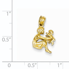 14K Gold Mother and Child Pendant with 3D Solid Design