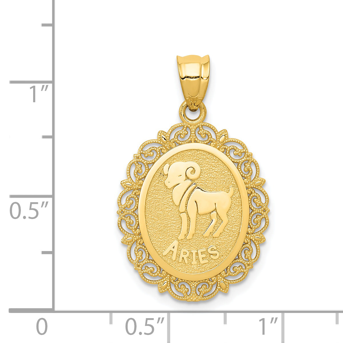 14K Gold Aries Zodiac Pendant with Polished Satin Finish