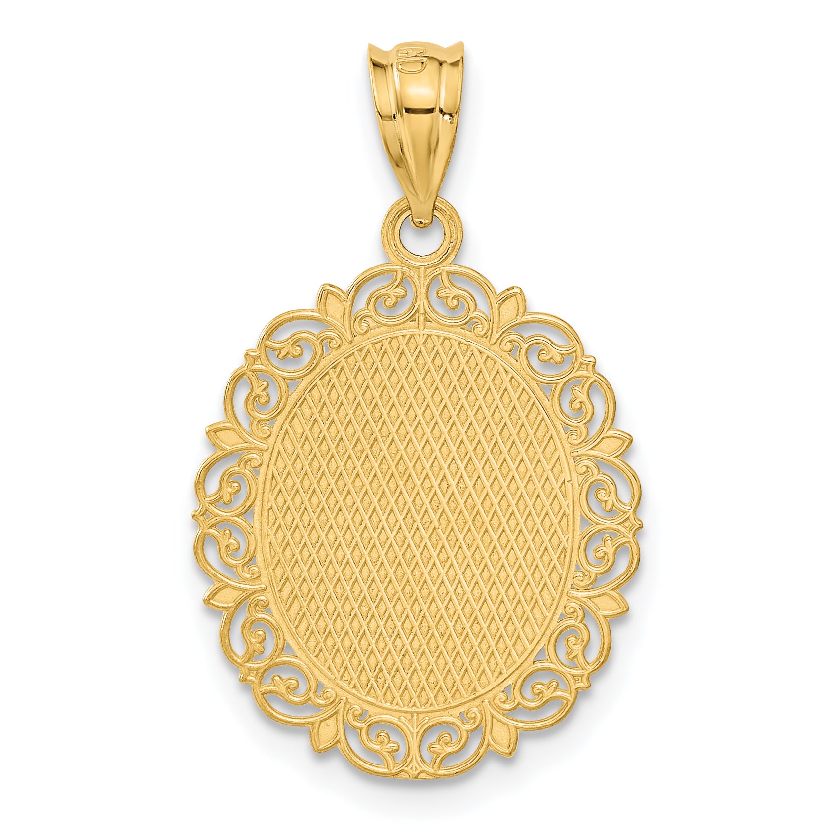 14K Gold Gemini Zodiac Oval Pendant with Polished Satin Finish