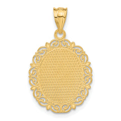 14K Gold Cancer Zodiac Oval Pendant with Polished Satin Finish