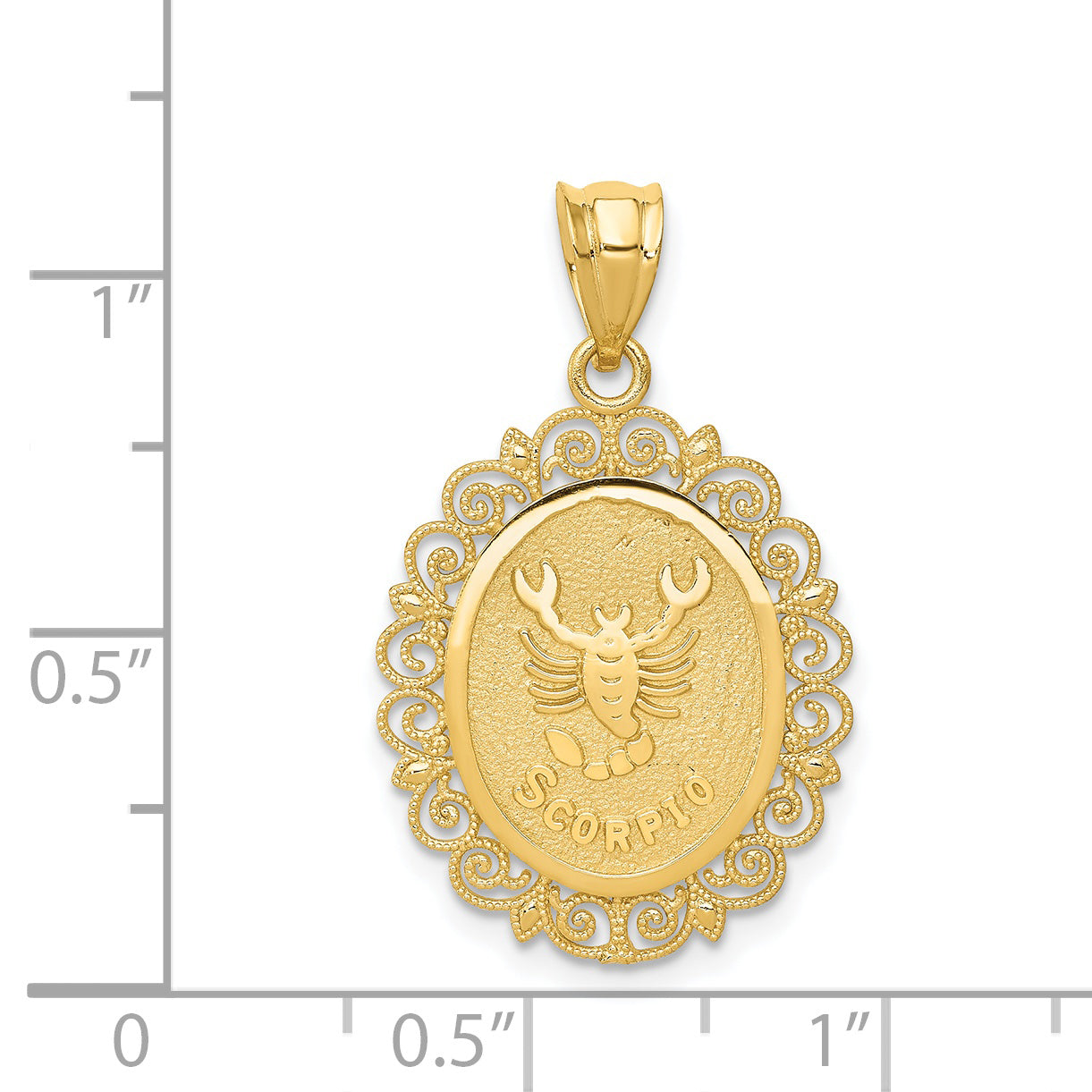 14K Gold Scorpio Zodiac Pendant with Polished Satin Finish