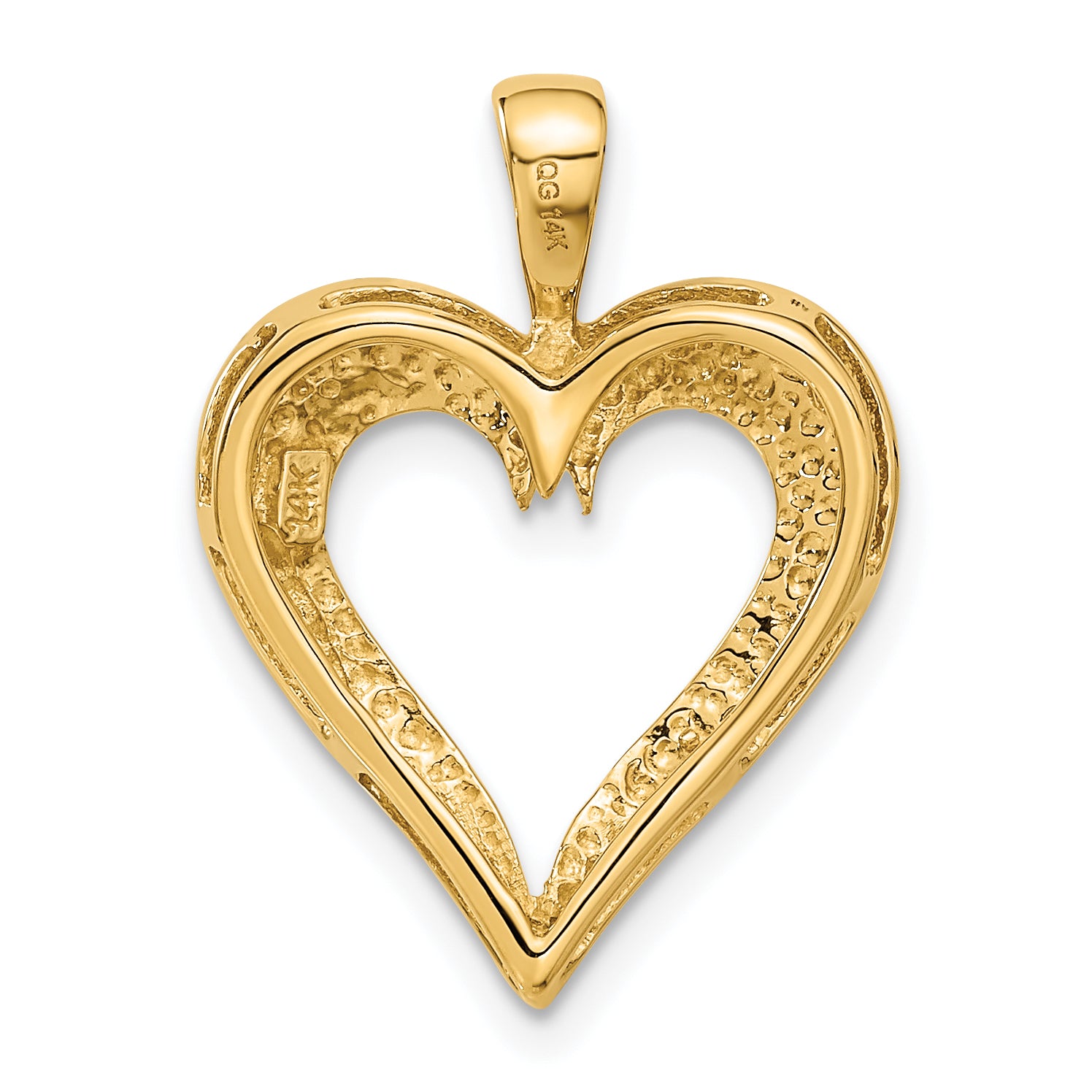 14K Gold Polished Heart Pendant with 3D Design for Elegant Style