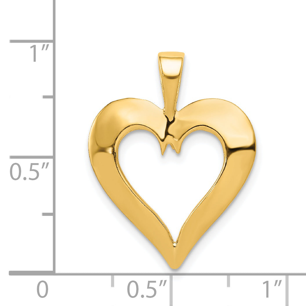 14K Gold Polished Heart Pendant with 3D Design for Elegant Style