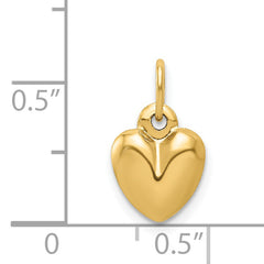 14K Gold Polished 3D Puffed Heart Charm  Elegant Hollow Design