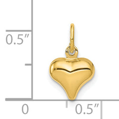 14K Gold Polished 3D Puffed Heart Charm Elegant Hollow Design