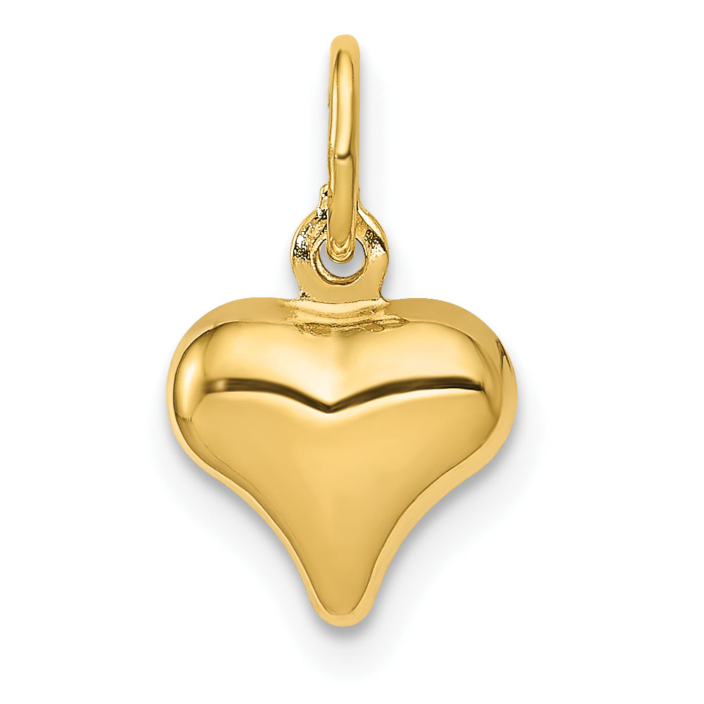 14K Polished 3-D Puffed Heart Charm