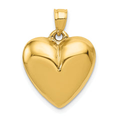 14K Polished 3-D Puffed Heart Pendant