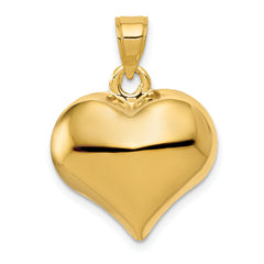 14K Polished 3-D Puffed Heart Pendant