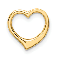 14K Gold Polished Heart Chain Slide with 3D Design  Elegant Solid Charm