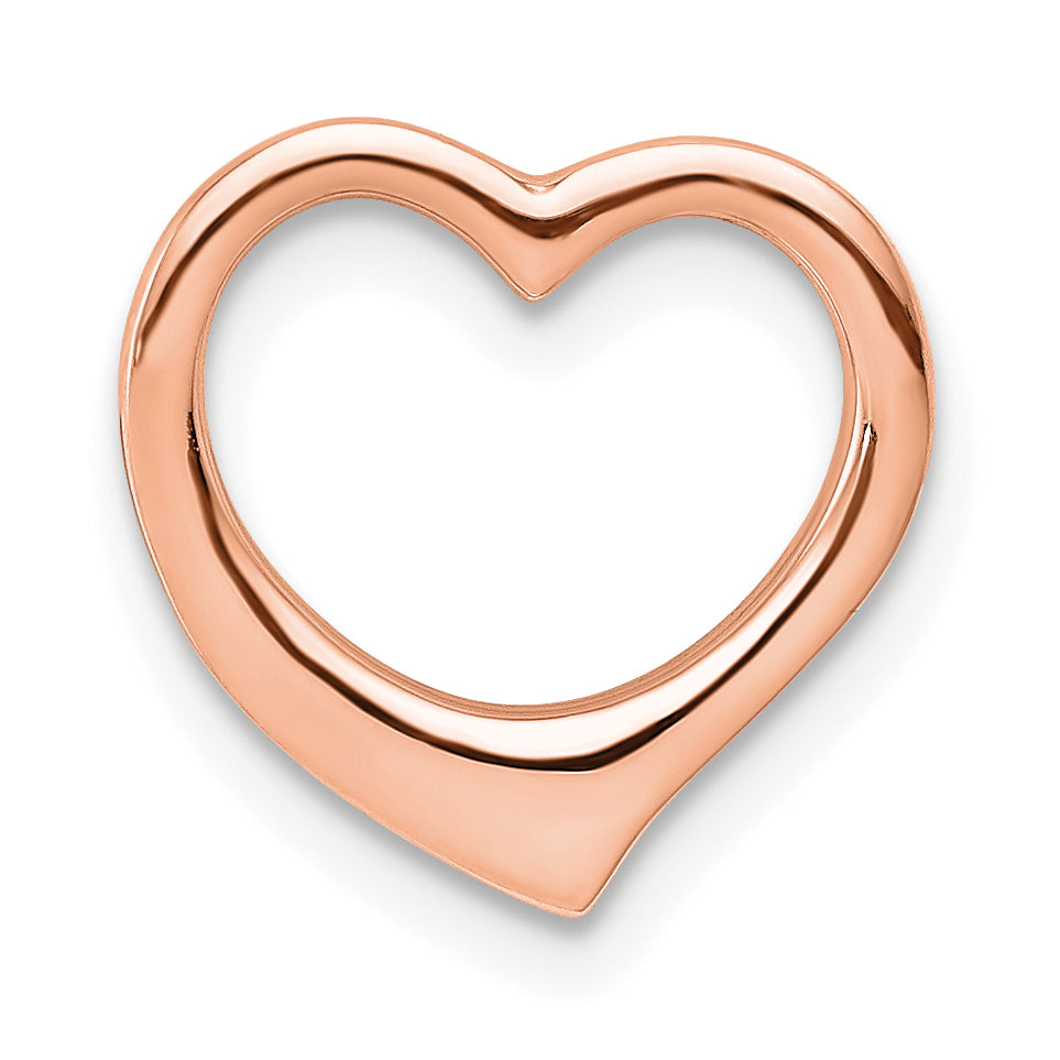 14K Rose Polished Heart Chain Slide