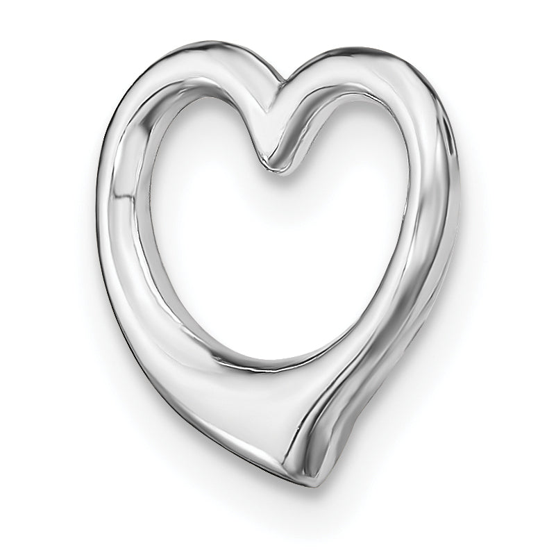 14K White Gold Polished Heart Chain Slide